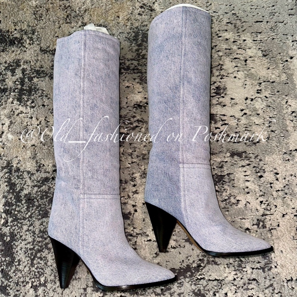 ISABEL MARANT Ririo Tall Heeled Denim Boots - Picture 7 of 15